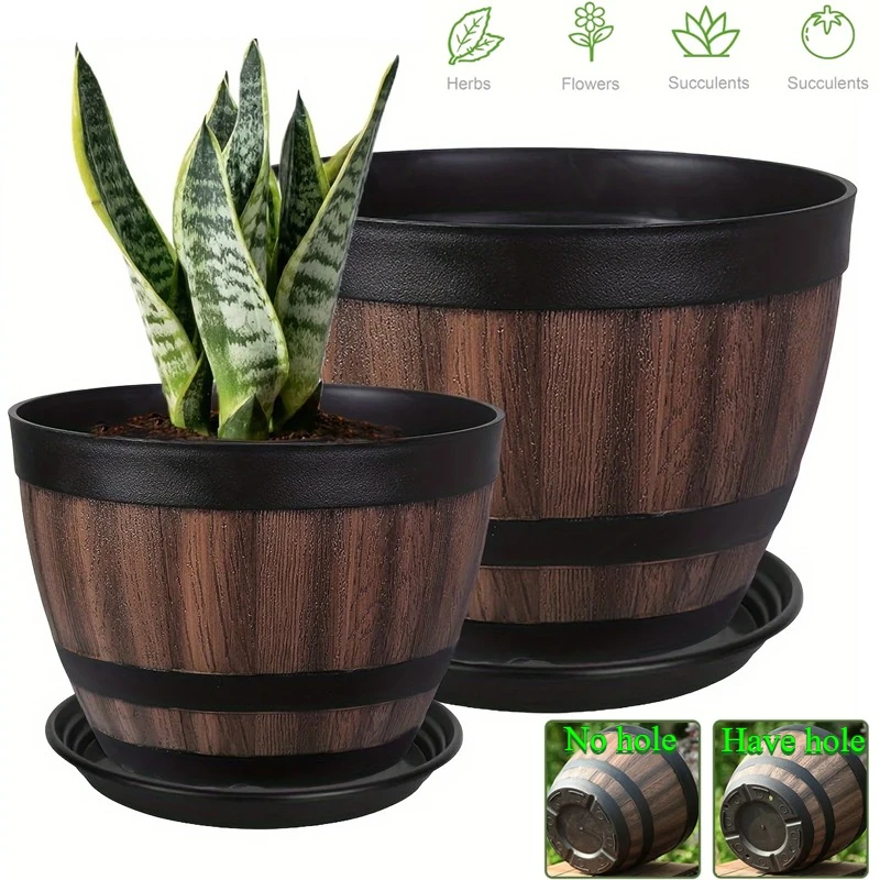 

Multi Functional Retro Bucket-liked Planter Large Capacity Planting Box Indoor Outdoor Yard Succulent Planter for Garden Maceta