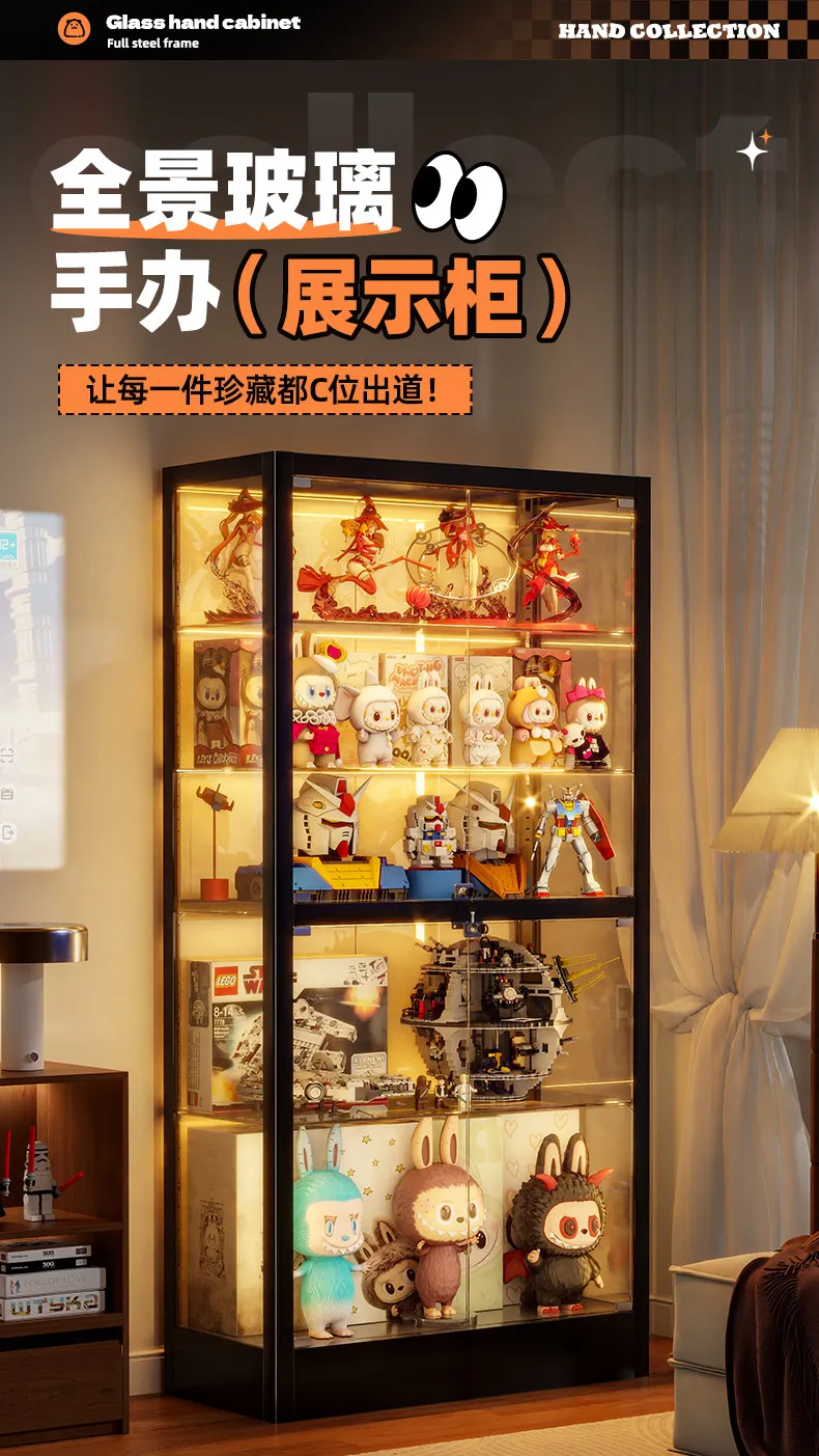 

Figure cabinet Suitable for LEGO display Glass with lamp Toy model Storage shelf Multi-layer display Win