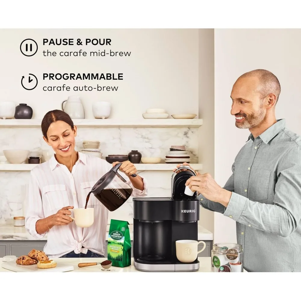 Macchina da caffè con cialde e caraffa K-Cup monodose, nera, 1470 watt