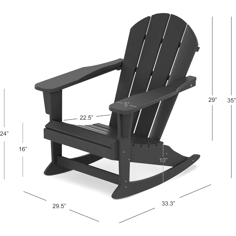 Outdoor Rocking Chair Set of 2,Resistant Poly Lumber Classic   Rocker Chair, 350 lbs Support Patio Lawn Plastic Chair,Turquoise