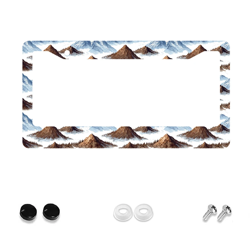 

1 шт., рамка номерного знака с 2 отверстиями коричневого горного узора, алюминиевый материал, 6x12 дюймов с набором винтов, ретро-новинка, украшение для автомобиля