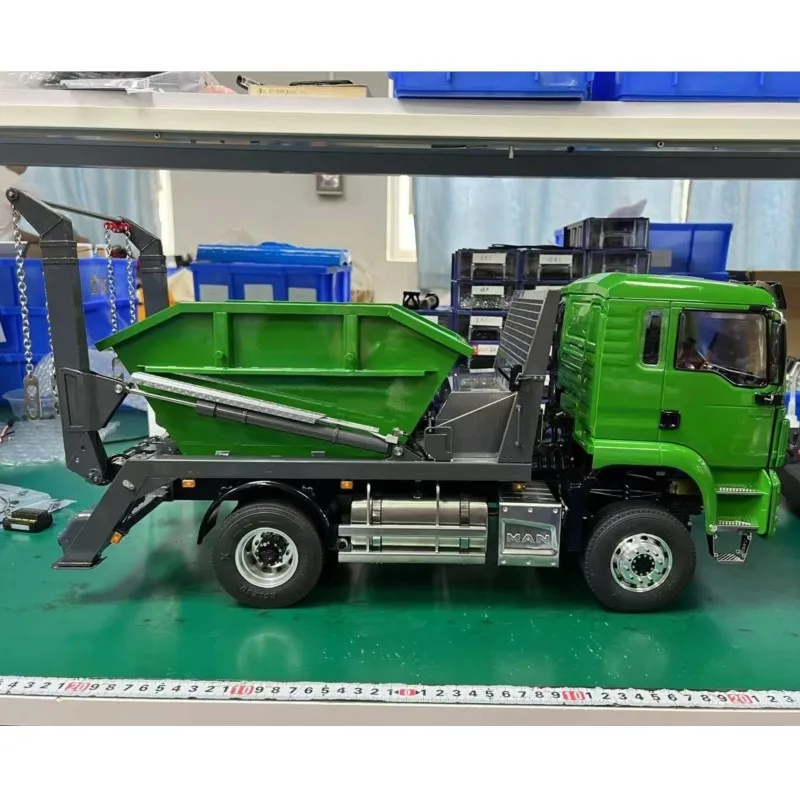 Camión LESU RC a escala 1/14, 4x4, cargador hidráulico de Metal, Radio Control, brazo oscilante, volquete, coche, modelo de vehículo, juguetes para niños