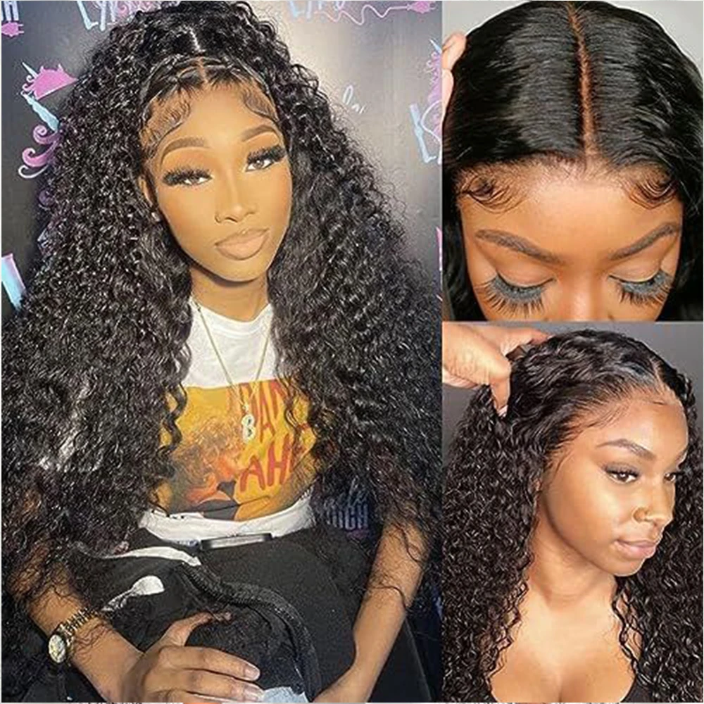 180 Upgrade Glueless Wig Human Hair Ready To Wear Kinky Curly Glueless Preplucked Wear And Go Wigs Lace Closure Wigs PreCut Lace