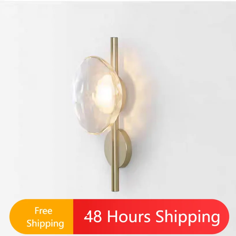 

Led Glass Wall Lamp Bedroom Decoration Sconce Light Fixtures Modern Nordic Round Luminaire Background Home Indoor Decor Cafe Bar