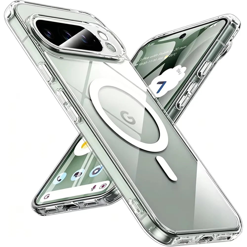 Stark magnetische kabellose Ladehülle für Google Pixel 11 10 9 Pro XL 10A 9A 8A 7A 6A 6 7 8 9 10Pro Stoßfeste, harte, transparente Hülle.