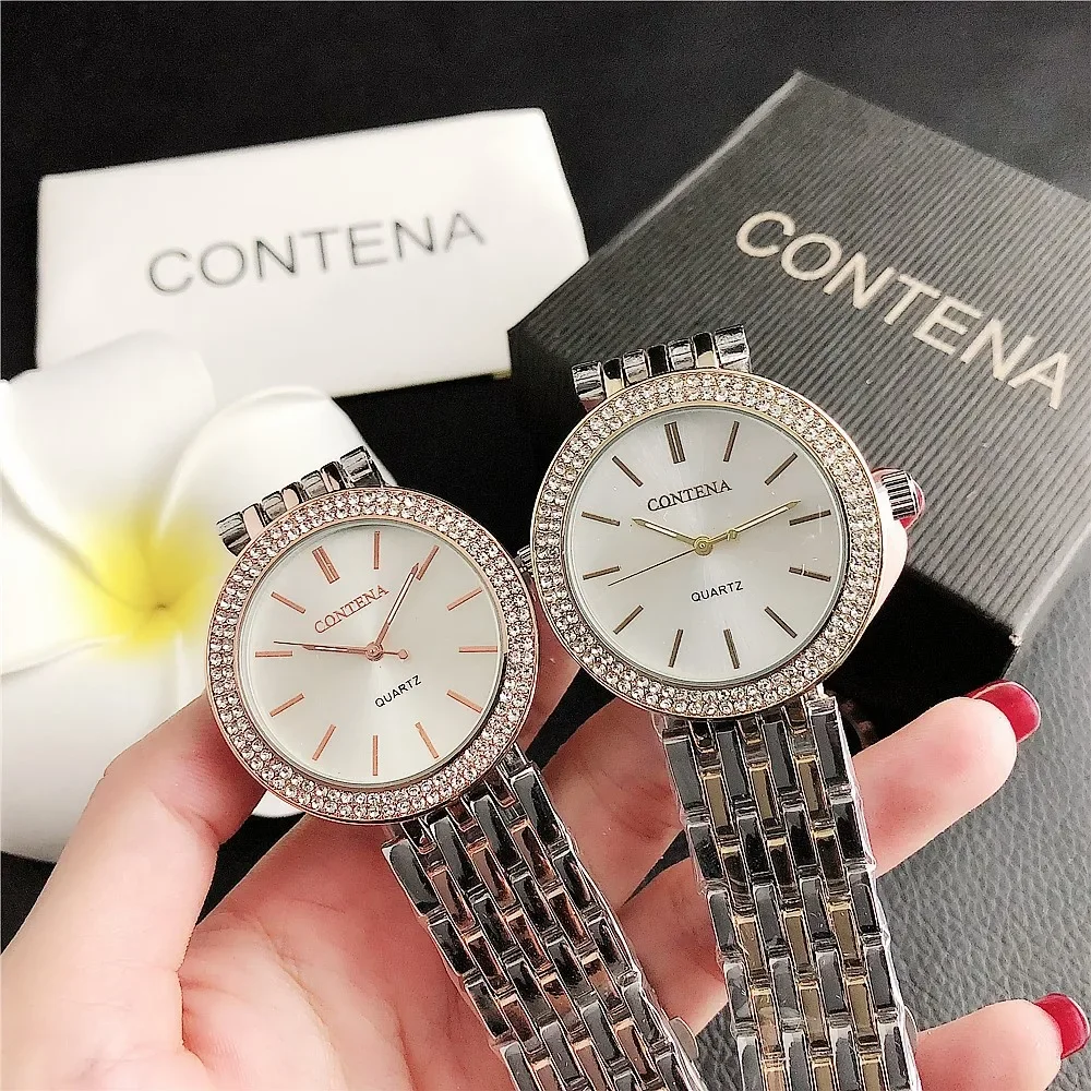 Reloj Mujer New Gold Watch For Women Fashion Fashion Casual Round Rhinestones Quartz Luxury Ladies Wristwatches Relogio Feminino