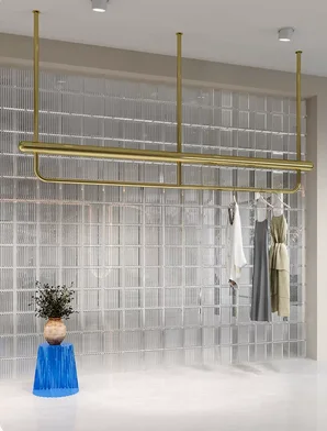 Wall-mounted column on the clothing display rack, stainless steel special display rack for women's clothing store