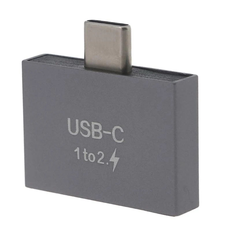 Tamanho compacto usb c macho para duplo usb c fêmea divisor para tipo c cabo de dados metal para escudo usb c divisor convte ferramenta