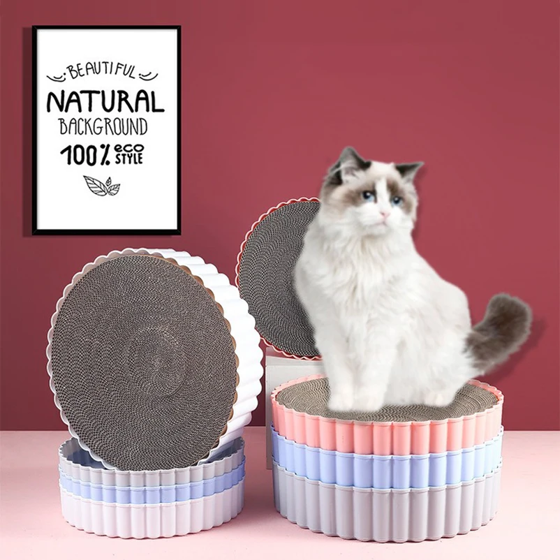 Round corrugated paper cat scratching board scratch resistant cat claw pet toy cat pet supplies