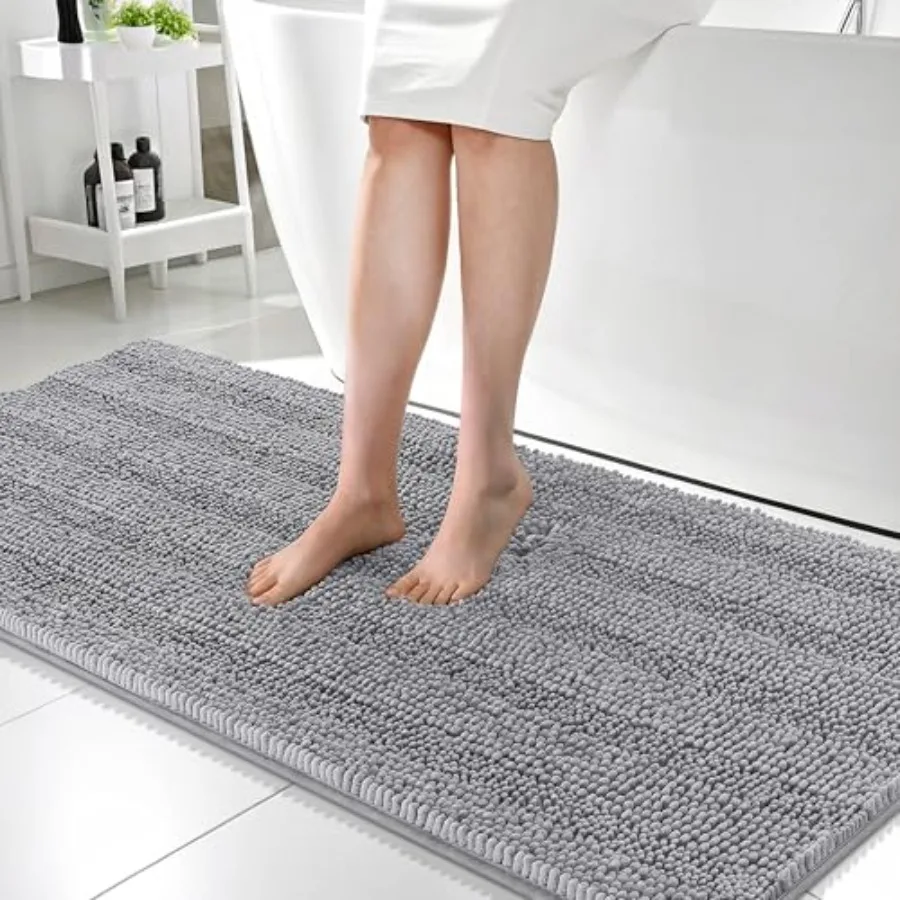 

Плотные коврики для ванной 59x24, очень мягкие, впитывающие, из синели, в полоску, с резиновой основой, машинная стирка, быстросохнущие, для ванной комнаты