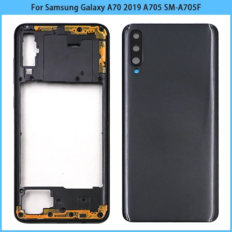 

For Samsung Galaxy A70 2019 A705 SM-A705F Middle Frame Plate Bezel A70 Battery Back Cover Rear With Camera Lens Replace