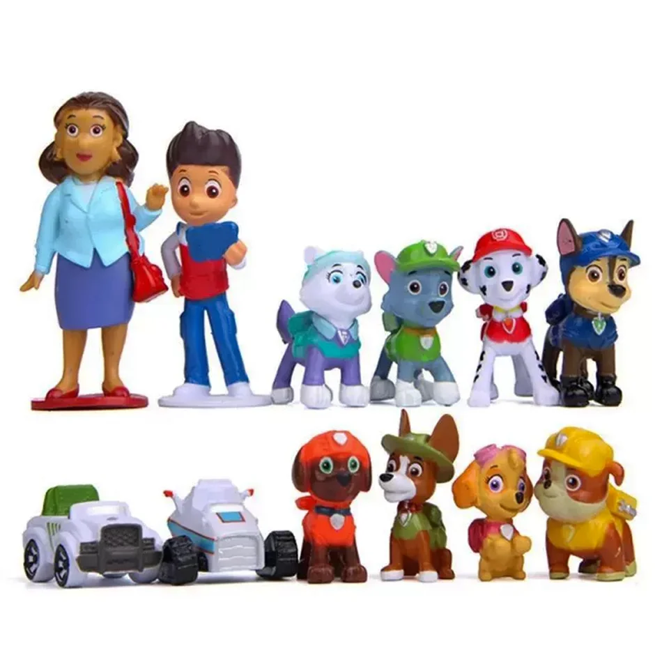 12pcs Paw Patrol Patrulla Canina Anime Action Figures Puppy Patrol Mini Dolls Kids Toy Models 4-10cm Cake Decoration Gifts