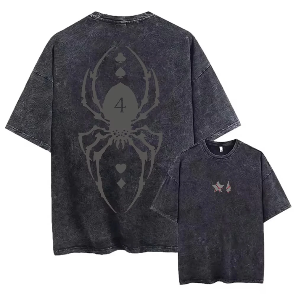 Hunter X Hunter Anime Printed Vintage Washed T-Shirt 100% Cotton Unisex Casual Street Anime Fan Holiday Gift Tops,Casual Outfit