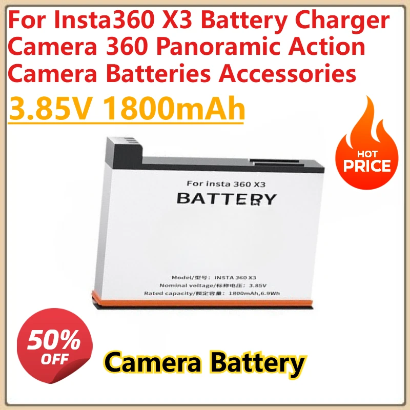 

New 3.85V 1800mAh For Insta360 ONE X3 For Insta360 X3 Battery Charger Camera 360 Panoramic Action Camera Batteries Accessories