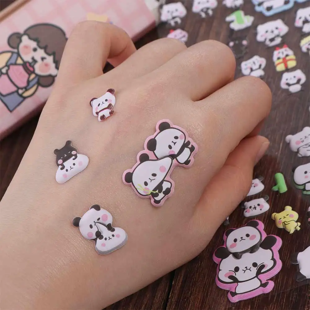 ギフトボックス パンダステッカー 防水 かわいい 3D パンダ バブルステッカー キュートな子供用パンダバブルステッカー