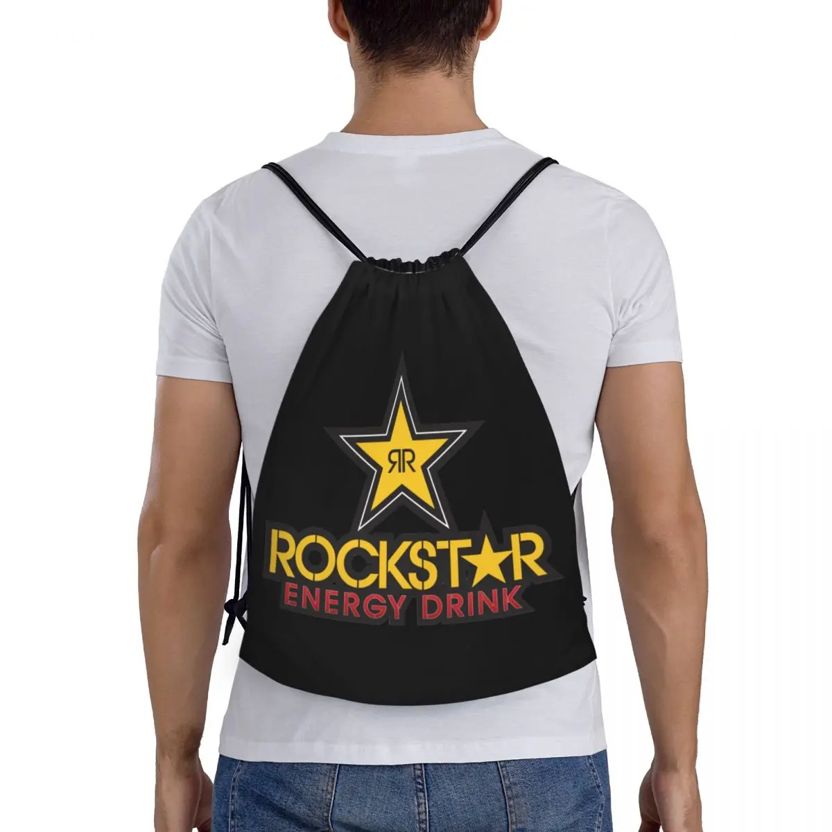 Energy Drink Rock Star Merchandise Portable Drawstring Bags Backpack Storage Bags Outdoor Sports Traveling Gym Yoga