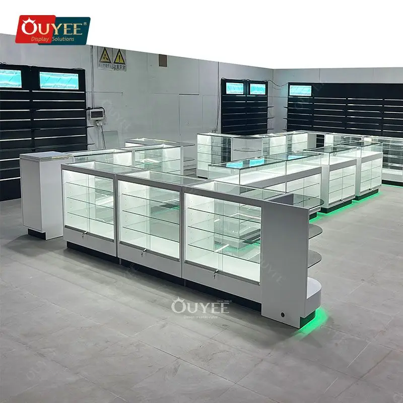 Customized-Display Cabinet Cigarettes Counter Show Display Glass Smoke Shops Supplies Glass Smoke Shop Counter With