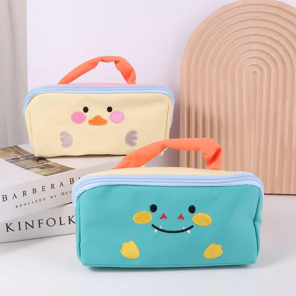 

Large Capacity Cartoon Pencil Case Duck Rabbit Dinosaur Cosmetics Storage Stationery Storage Bag Handheld Portable Makeup Bag