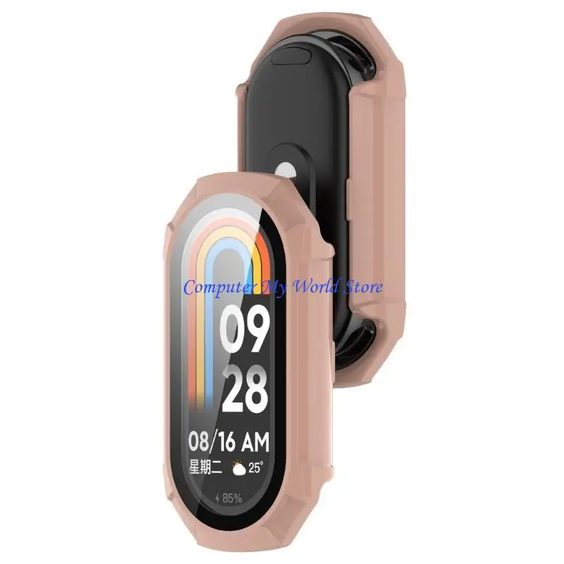 Anti-scratch Protective Case+Screen Protector Suitable for Mi-Band 8 Cover with Tempered Glass Film SmartwatchHard-Shell