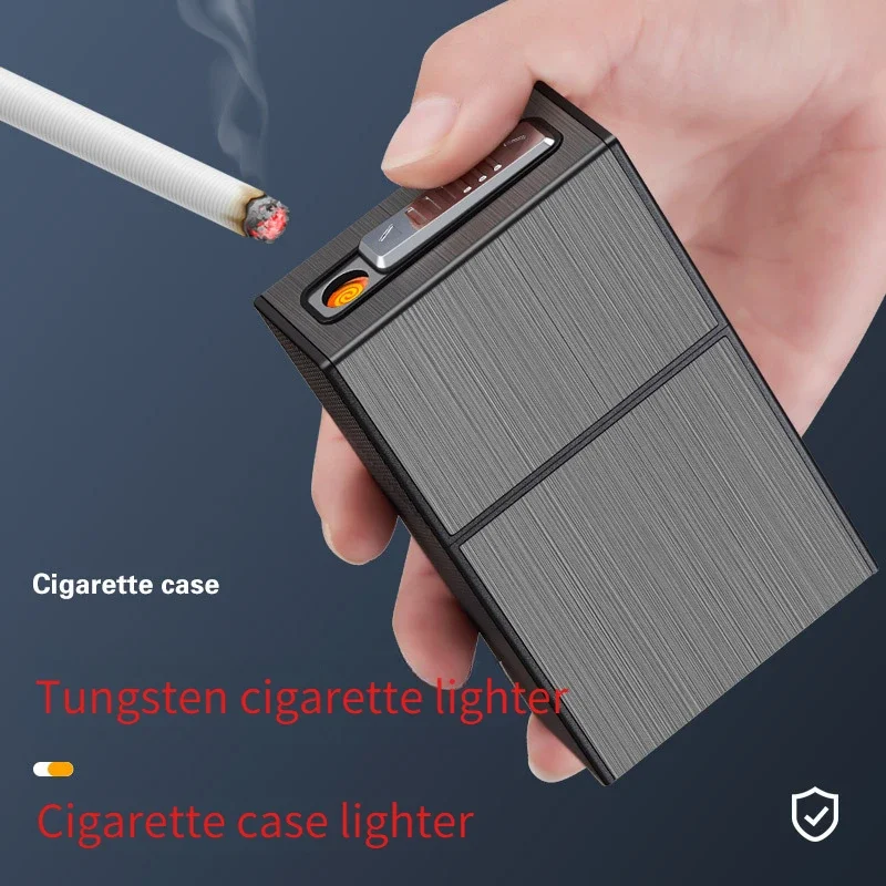 Windproof Cigarette Case Lighter USB Rechargeable Rough Cigarettes 20Pack Rechargeable Integrated Lighters & Smoking Accessories