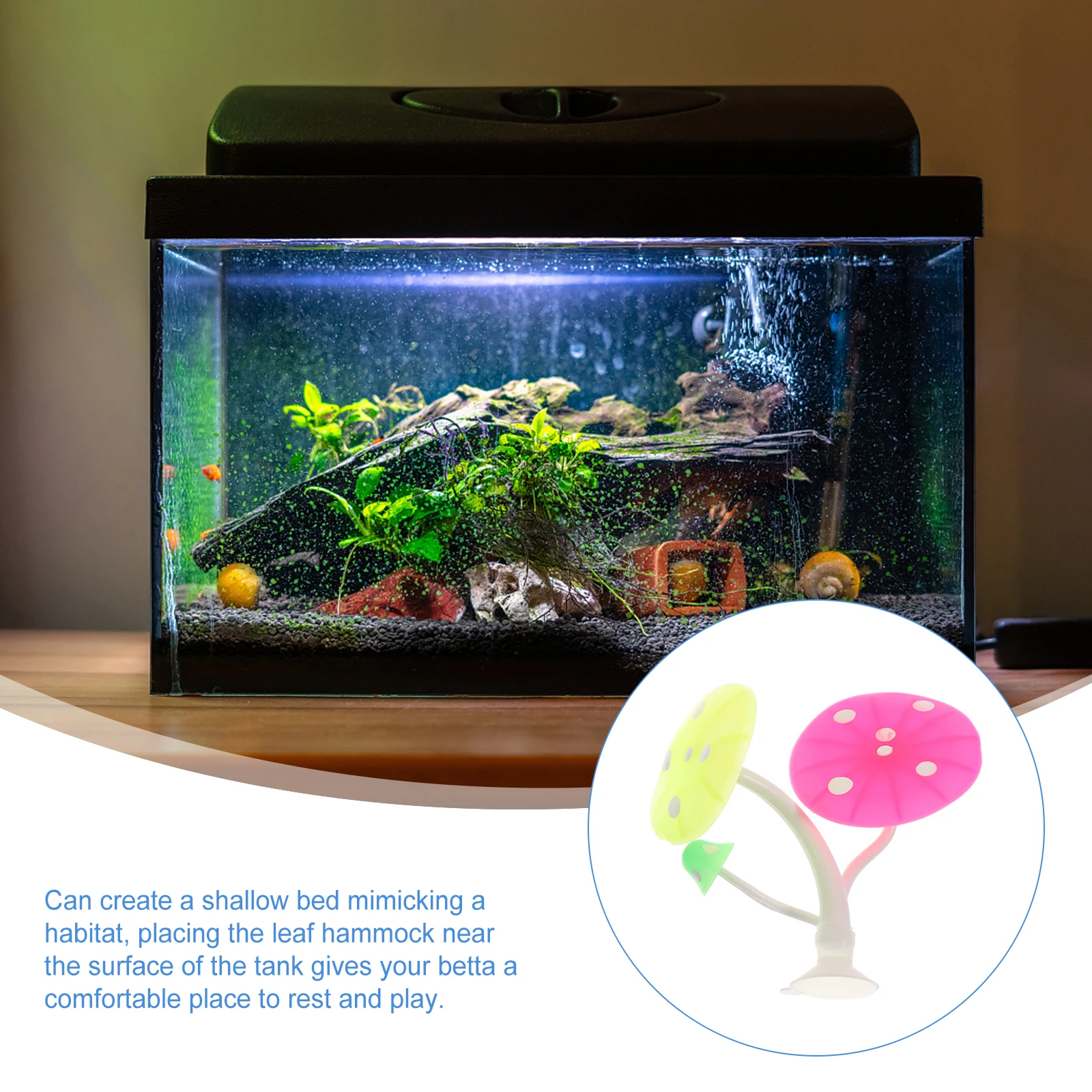

Betta Fish Leaf Silica Gel Aquarium Shelter Ornament Fish Tank Decor Double Layer Bed Lightweight Durable Suction