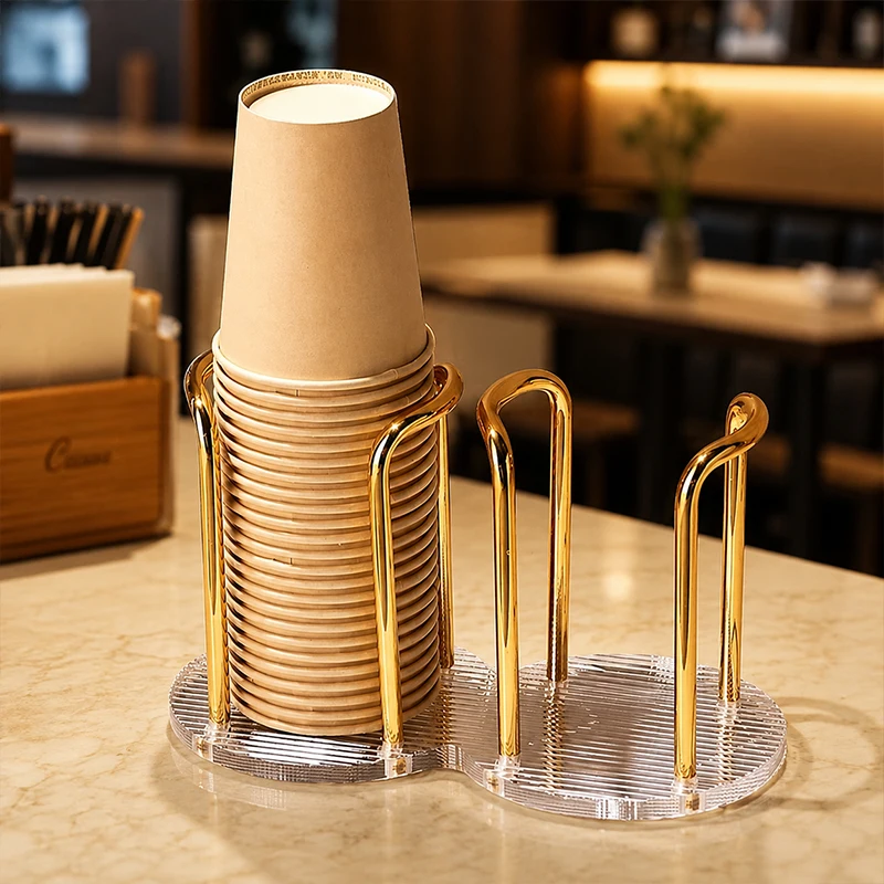 Acrylic Paper Cup Holder Desktop Dual Dispenser Organizer Coffee Bar Home Cafe Office Hotel Halloween Thanksgiving Christmas