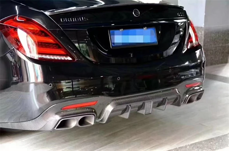 Per Mercedes Benz W222 S63 S65 ReaI Paraurti In Fibra di Carbonio Labbro Anteriore Diffusore Posteriore Ala di Coda Coltello A Vento Disegnato Spot Spoiler Kit