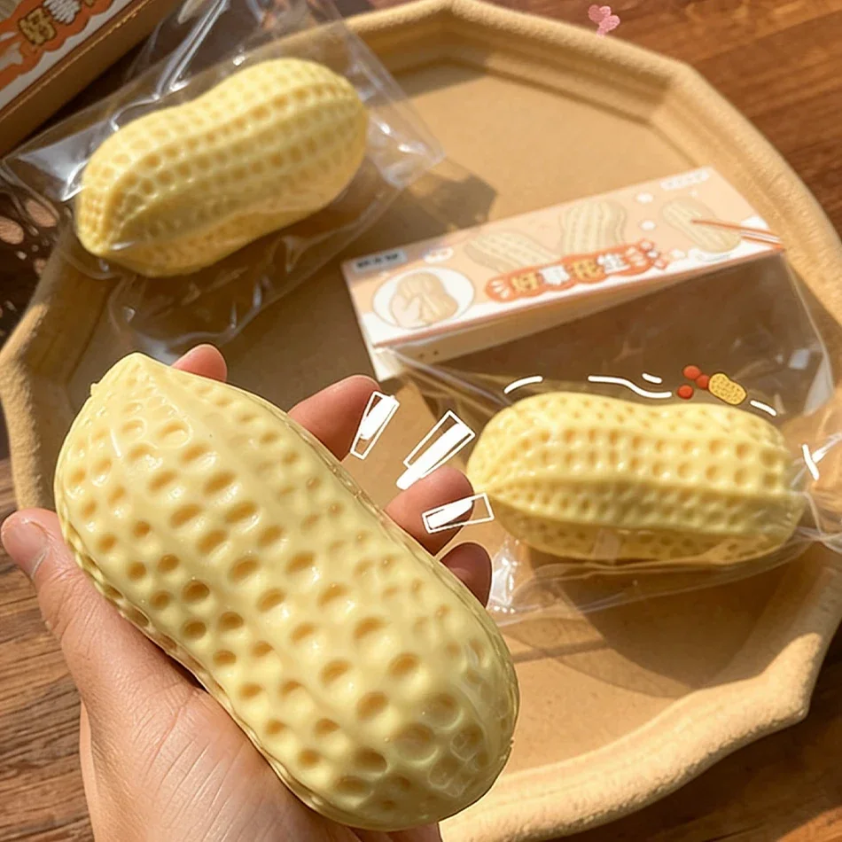 2 Styles Peanut Squishy Fidget Toy, Crunchy or Slow Rebound ASMR Stress Relief Desk Toy