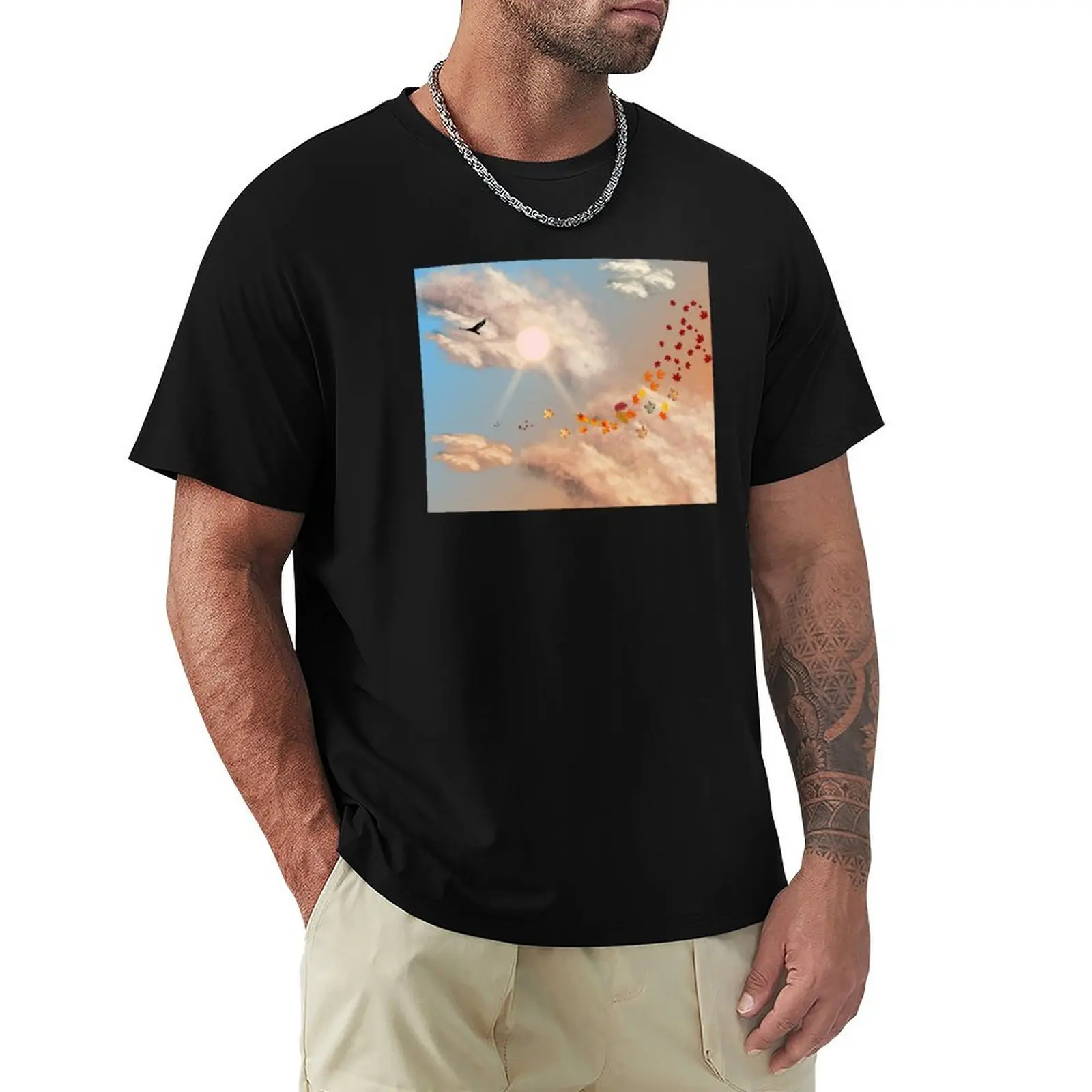 

Fall Leaves Blowing in the Wind T-Shirt plus size clothes funny costumes blue lock Men's t-shirts