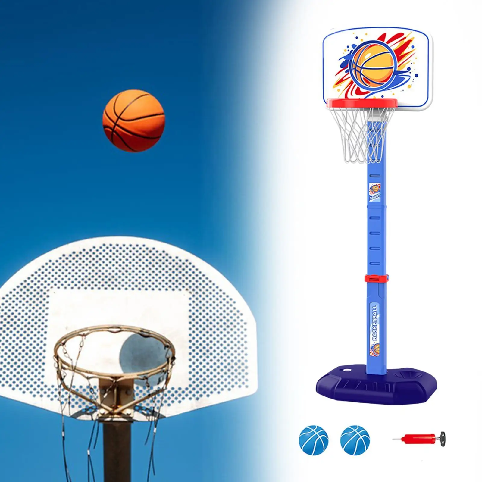 

Mini Basketball Hoop and Ball Set Kids Adjustable Stand Sports Toy for Indoor Outdoor Yard Play