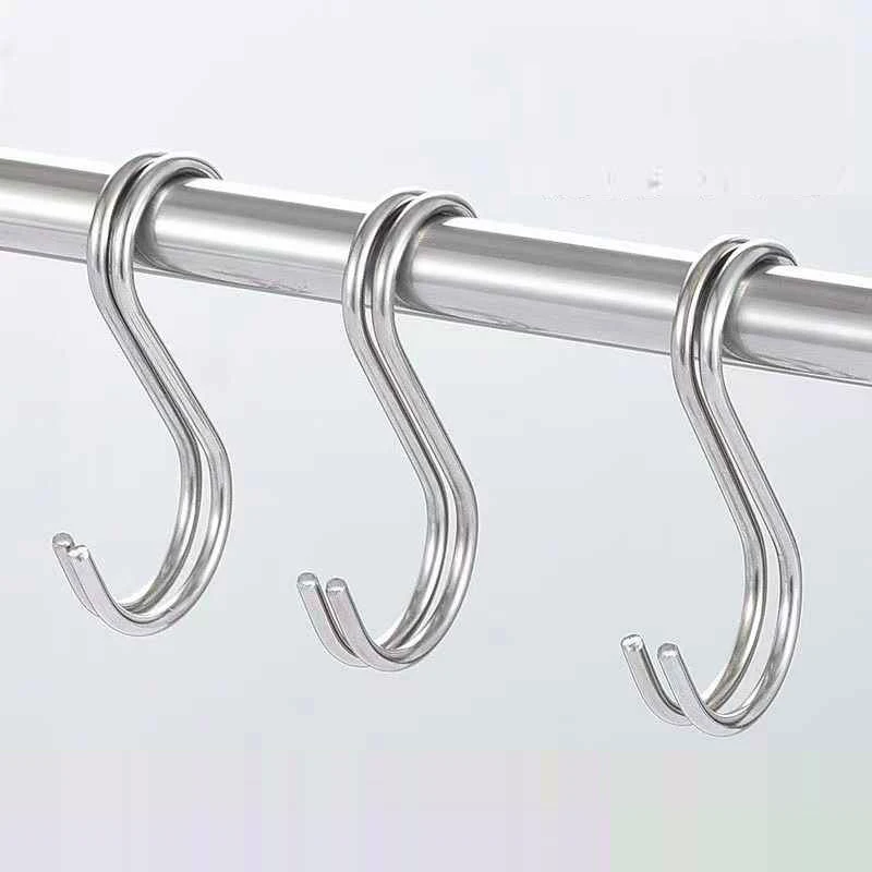 

6PCS S Shaped Hook Clasps Hooks Storage Rack Hanger Holder Organizer Stainless Steel Home Kitchen Household Bathroom