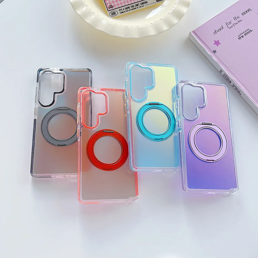 

360°Rotate Bracket Color Change Stand Case For Samsung Galaxy S24 Plus S25 S26 Ultra A36 A56 A26 Anti-drop Magnetic Charge Cover