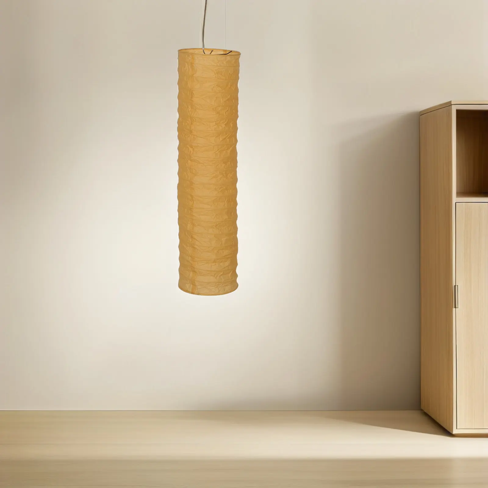 

Japanese Paper Floor Lamp Shade Khaki Replacement Column Standing Lampshade Foldable Paper Lantern Soft Ambient Light for Home