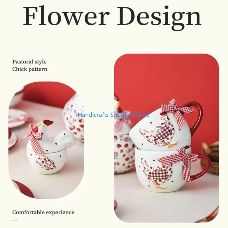 R1WA Modern Farmhouse Chicken Themed Canister Cup Pot For Kitchen Countertop