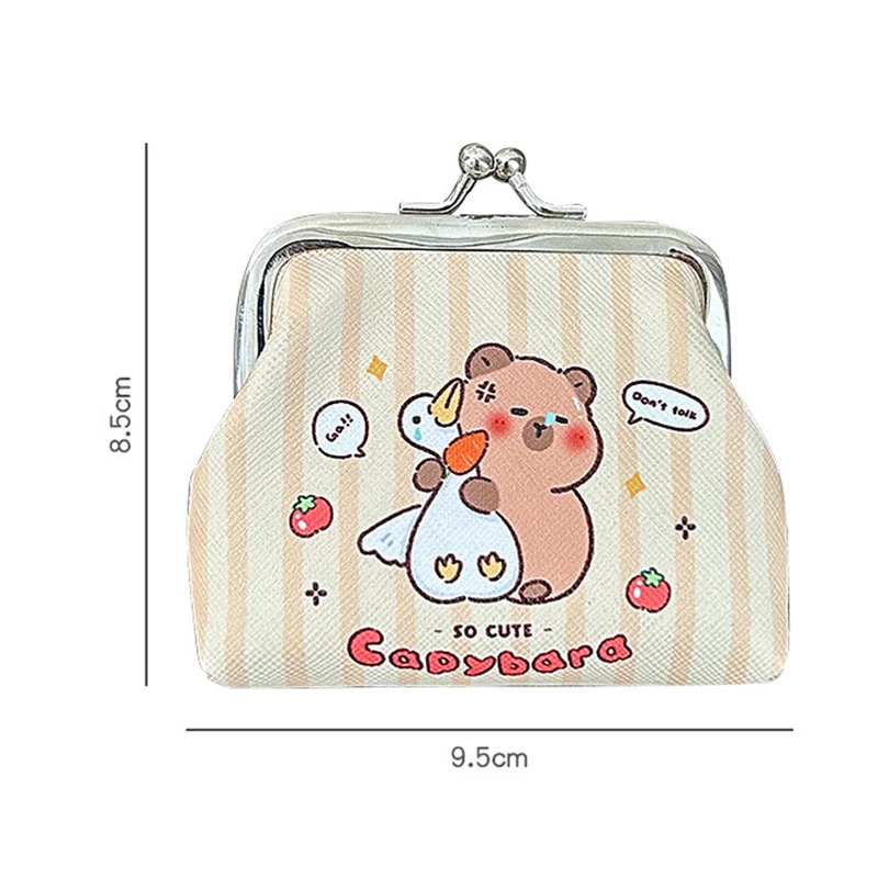 Dompet koin Capybara PU kartun, dompet lucu, tas penyimpanan Mini portabel, pengatur Earphone kunci lipstik untuk hadiah anak-anak