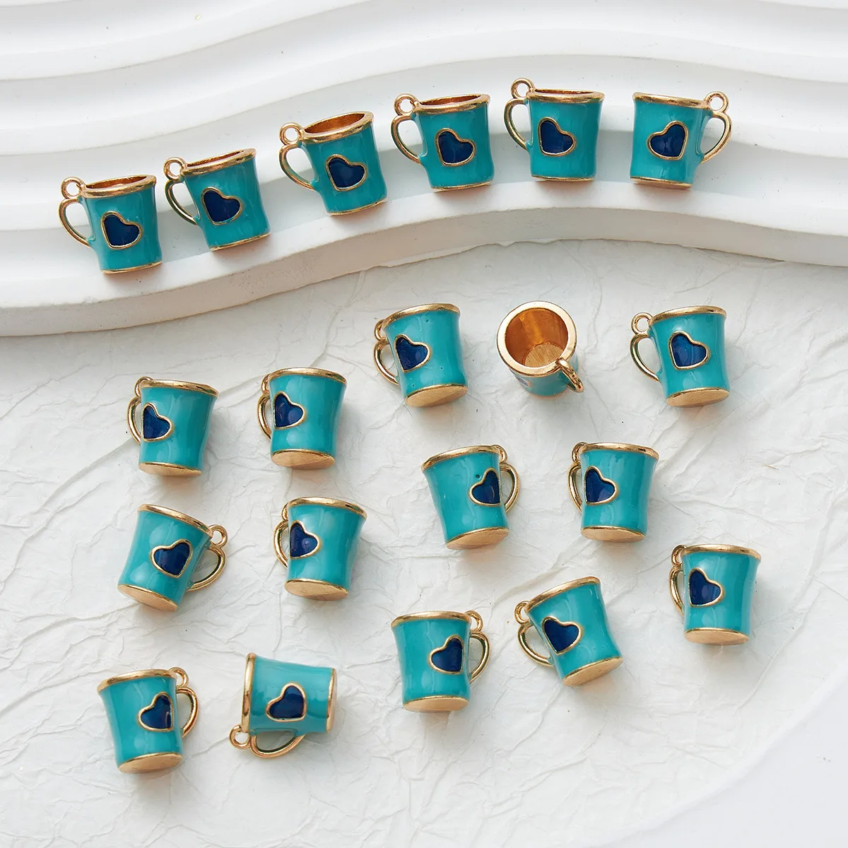 40pcs Mix Color Alloy Love Cup Pendant Charms For Jewelry Making DIY Necklace Bracelet Accessories