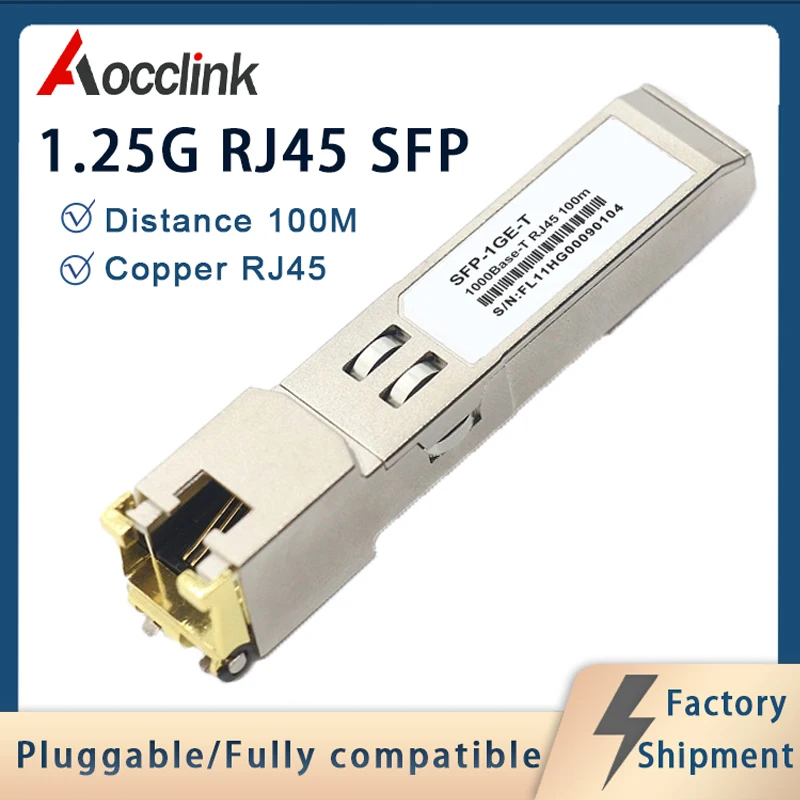1G SFP RJ45 1.25g 1000BASE-T Copper Fiber Transceiver Module for Mikrotik Cisco Media Converter FTTH