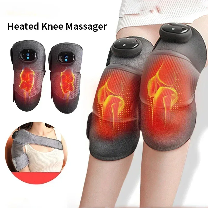 Masajeador de rodilla con pantalla Led, soporte para hombro, vibraciones ajustables, modos de calefacción, almohadilla calefactora, rodilla, codo, hombro, relajación, piernas