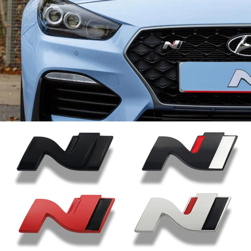 3D Metal N Emblem Grille Badge Stickers Decal for Hyundai N LINE i30 i20 Sonata Accent Tucson Elantra IX35 Coolpad Azera Getz