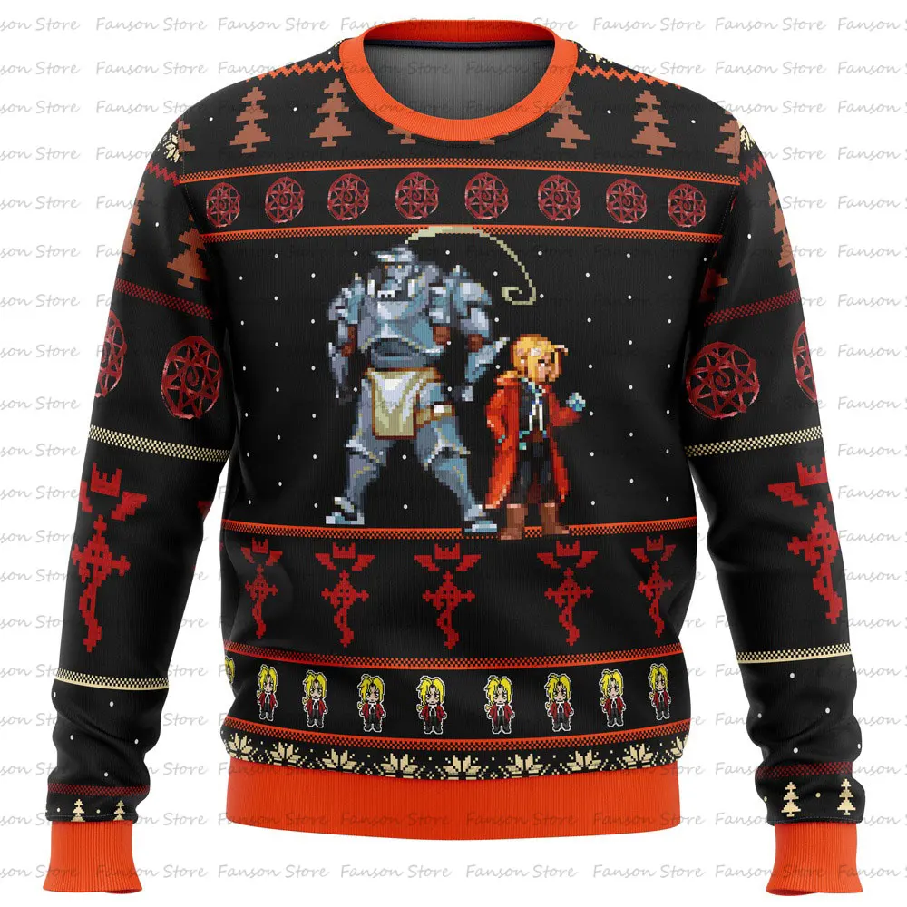 Fullmetal Alchemist Holidays Ugly Christmas Sweater 2024 New Fashion Men Pullover Tops Cartoon Anime Women Hoodie Sweatshirt