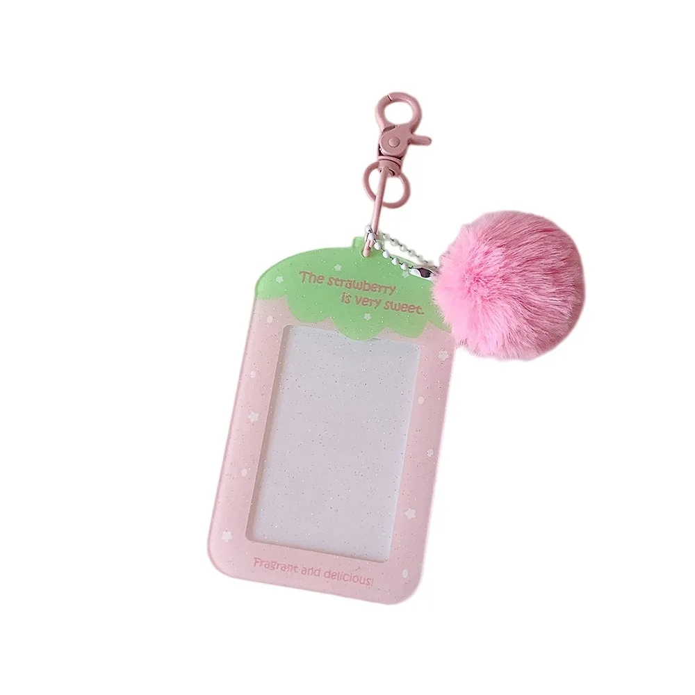 with Keychain Acrylic Photocard Holder Card Cover Ball Pendant Idol Card Display Protector Hanging Decoration Korean Ins Style
