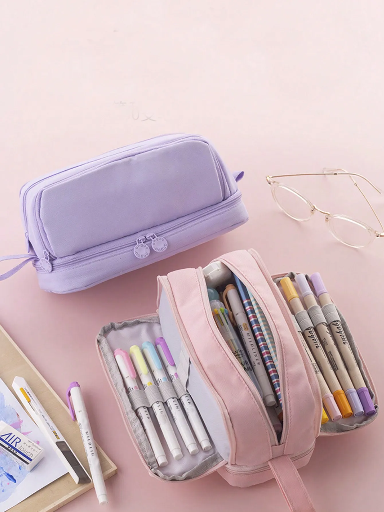 Retractable Pencil Case, School Stationery Storage Bag, Cute Solid Color Pencil Box, Cute Pen Holder, Back To School Gift, Pencil Pouch, Back To School Season, School Supplies, Pencil Case, Backpack ss2405207971753332