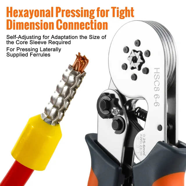 Ferrule Sleeves Terminal Crimping Tools Mini Electrical Pliers HSC8 6-4/6-6(0.25-10mm²/0.25-6mm²) Wire Connection Repair Clamp 3 Ferrule Sleeves Terminal Crimping Tools Mini Electrical Pliers HSC8 6-4/6-6(0.25-10mm²/0.25-6mm²) Wire Connection Repair Clamp 3