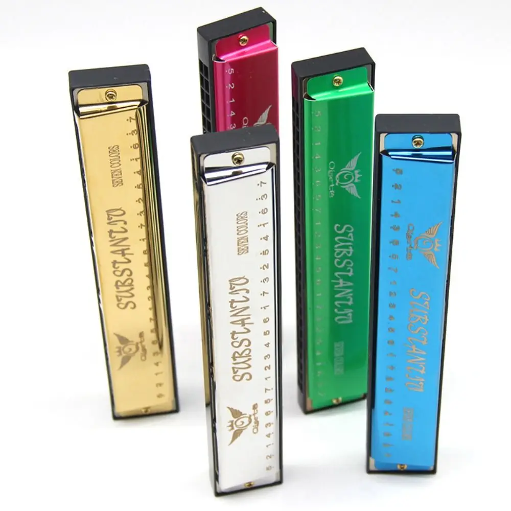 Professional 24 Hole Harmonica Play Double Row C-key Harmonica Beginner Tremolo Harmonica Jazz Folk Harmonicas Children Gift