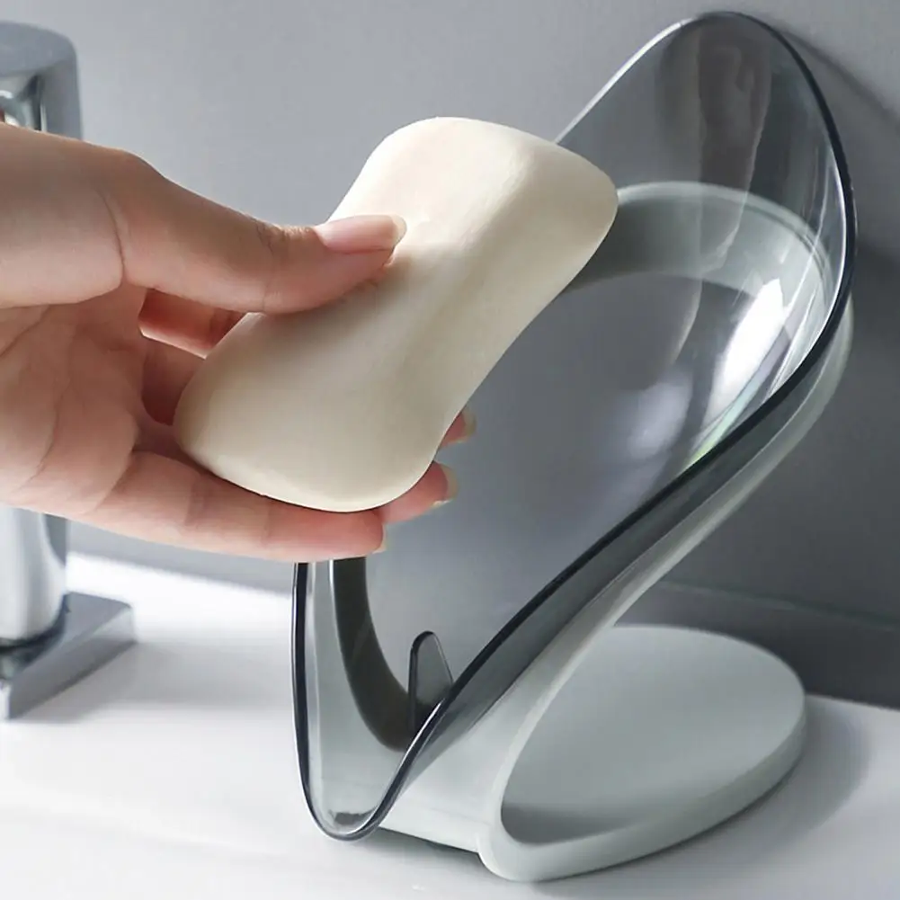 Water Flow Soap Dish Leaf Shape Soap Dish for Bathroom Kitchen Sink Non-slip Easy to Clean Soap Holder with for Bathroom