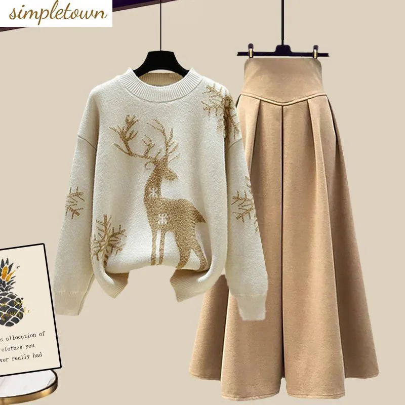 

Autumn and Winter Set Women's 2023 New Style Style Wear Knitted Sweater Versatile Slim Half Skirt Two Piece Set