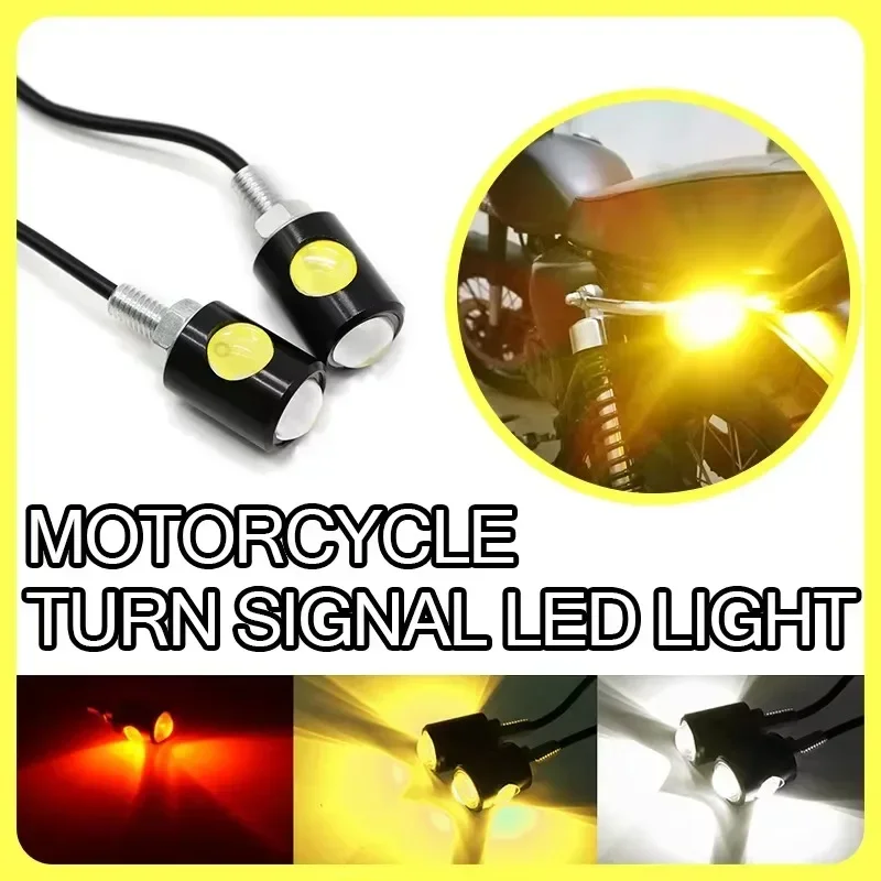 2PCS Universal Motorcycle LED Mini License Plate Light Eagle Eye Shape Turn Signal Indicator Tail Rear Light Brake Fog Lamp Bulb