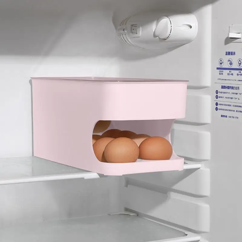 

Egg Holder For Fridge 2Tiers Automatic Rolling Egg Holder Food Grade Large Capacity Egg Dispenser Space-Saving Egg Organize For