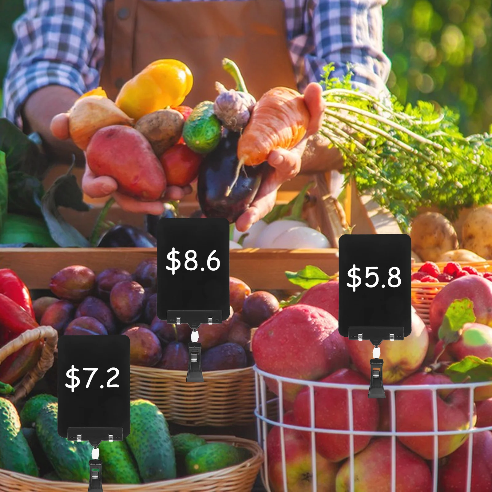 10-delig fruit prijskaartje display teken schoolbord houder handige posterstandaard plastic supermarkt labelrek