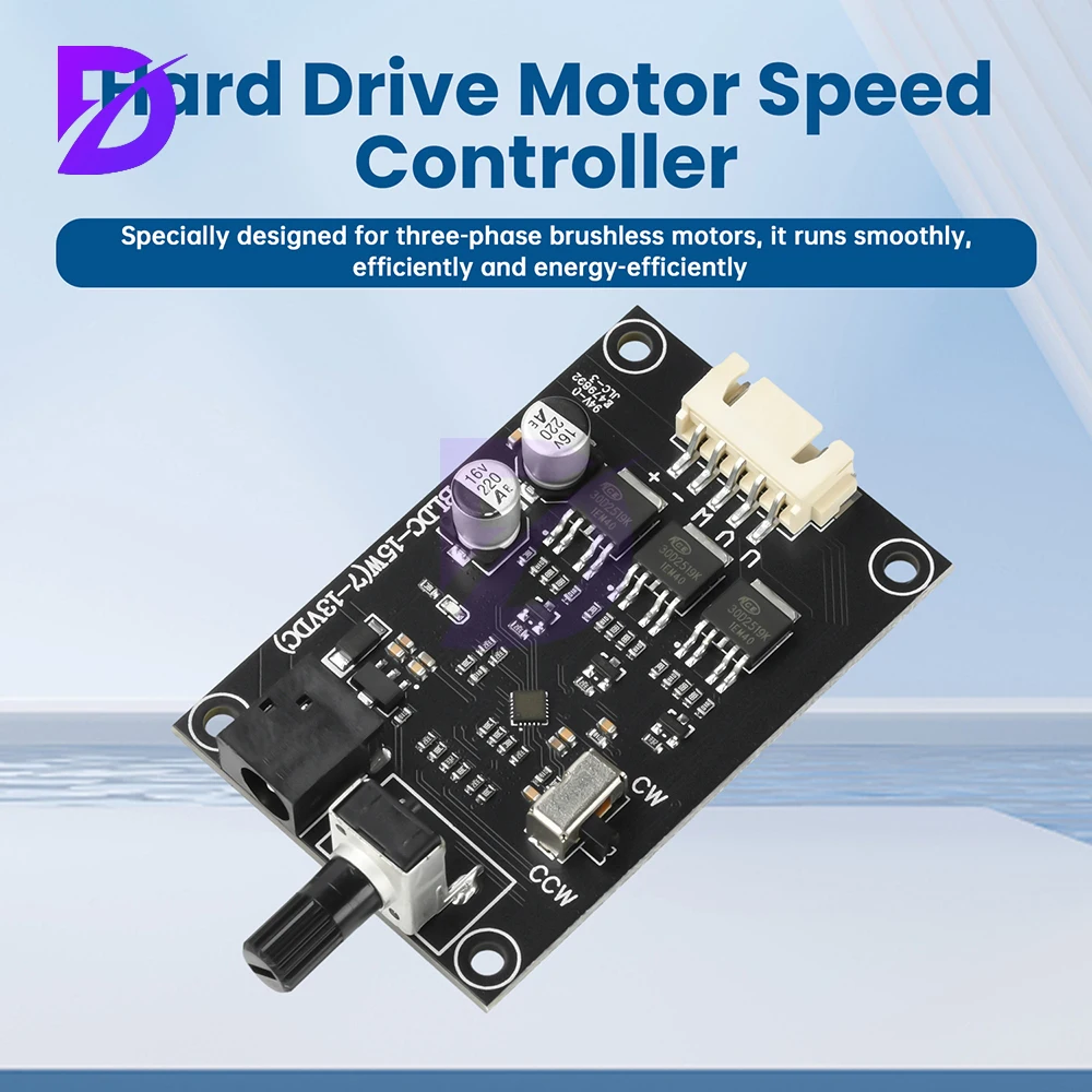 

3 Phase BLDC Motor Speed Controller with Adjustable Switch, 7-13V DC Input, Compact Design for Hard Drive & Industrial Use